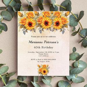 Birthday sunflower yellow orange budget