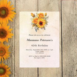 Birthday sunflowers greenery rustic yellow