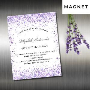 Birthday violet lavender glitter magnet