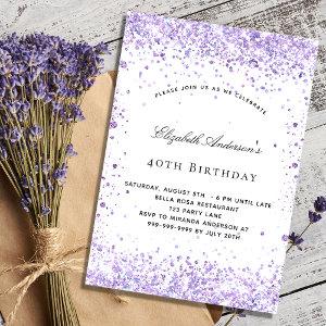 Birthday violet lavender glitter script luxury