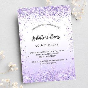 Birthday violet lavender sparkles script  postcard