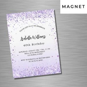 Birthday violet lavender sparkles script luxury magnetic