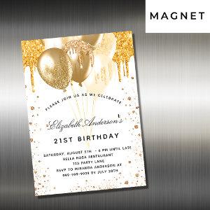 Birthday white gold balloons glitter drips luxury magnetic