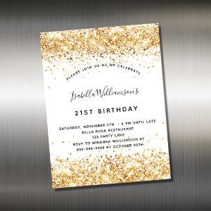 Birthday white gold glitter  magnet