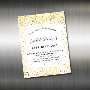 Birthday white gold glitter  magnet