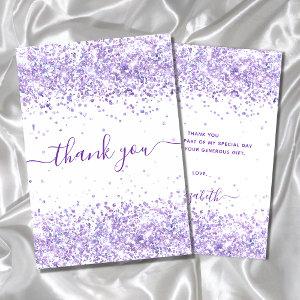 Birthday white lavender confetti thank you card