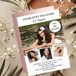 Birthday white rose gold photo collage luxury