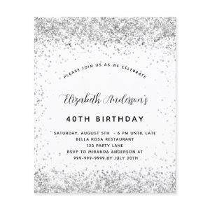 Birthday white silver glitter budget  flyer
