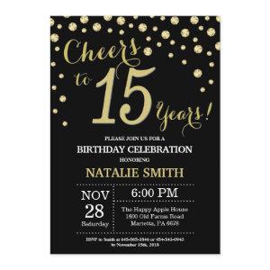 Black and Gold 15th Birthday Diamond