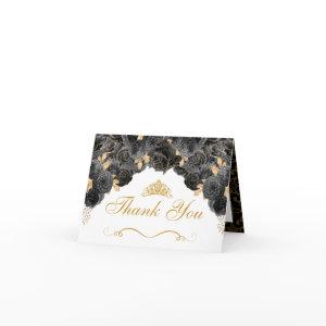 Black and Gold Floral Quinceanera Thank You