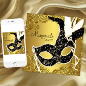 Black and Gold Mask Masquerade Party