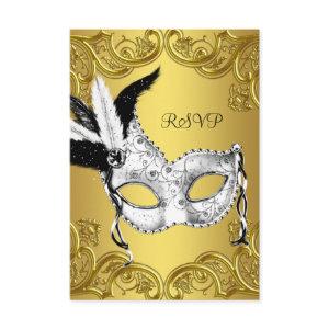 Black and Gold Masquerade Party RSVP