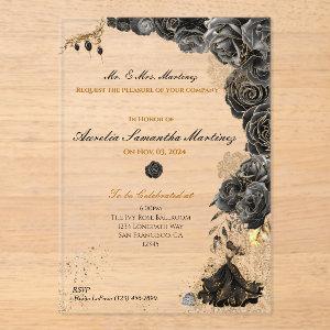 Black and Gold Quinceañera  Acrylic