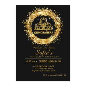 Black and Gold Quinceanera Glitter Tiara