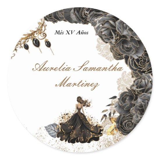 Black and Gold Quinceañera Sticker