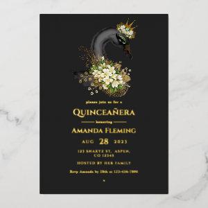 Black and Gold Swan Quinceañera Foil