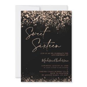 Black and Gold Sweet 16th Elegant Photo Birthday