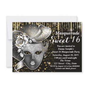 Black and Gold Sweet Sixteen Masquerade Party