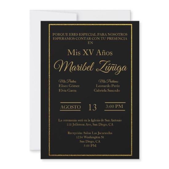 Black and gold theme Quinceanera