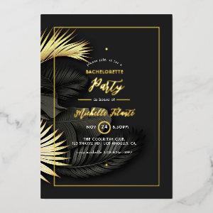 Black and Gold Tropical Bachelorette Party Foil In Foil