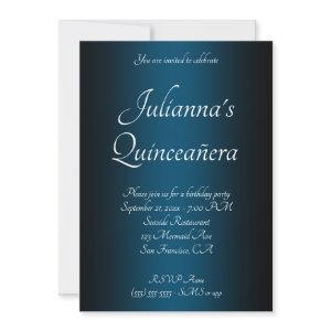 Black and Ocean Blue Ombre Quinceañera Birthday