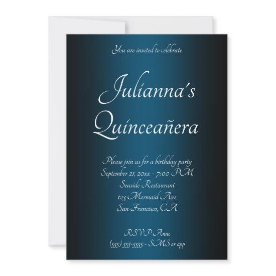 Black and Ocean Blue Ombre Quinceañera Birthday