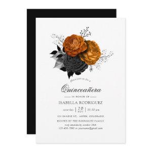 Black and Orange Halloween Floral Quinceañera