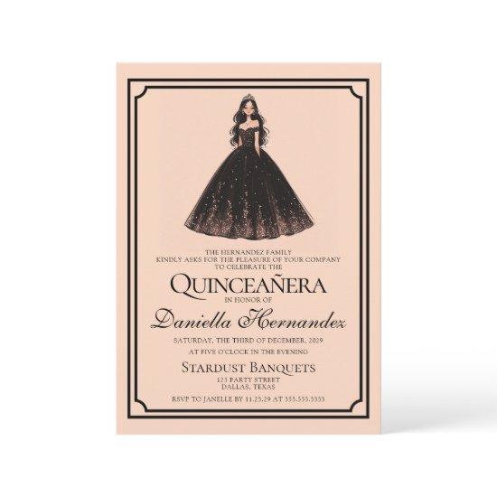 Black and Peach Quinceañera