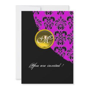 BLACK AND PURPLE DAMASK MONOGRAM,yellow topaz