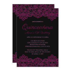 Black and Purple Lace Quinceanera