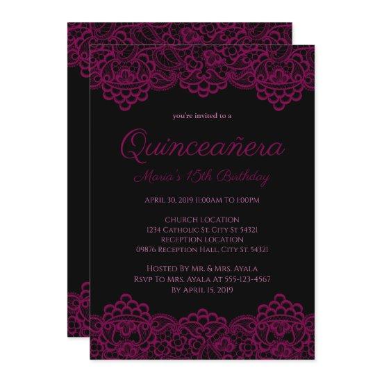 Black and Purple Lace Quinceanera