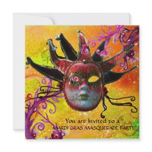 BLACK AND RED JESTER MASK , Masquerade Party Gold