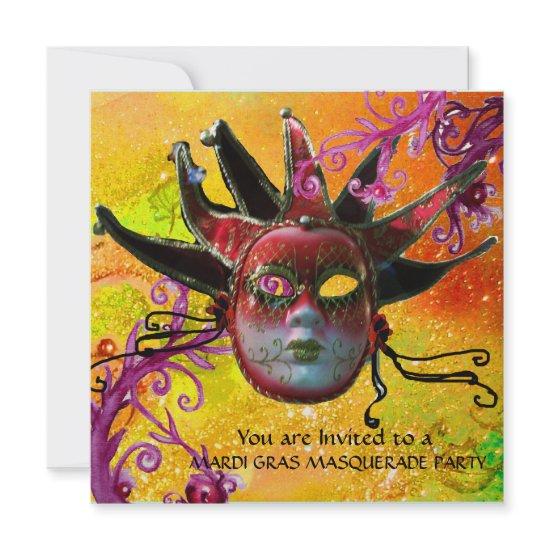 BLACK AND RED JESTER MASK , Masquerade Party Gold