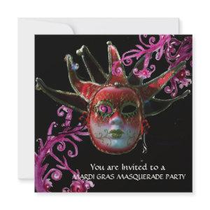 BLACK AND RED JESTER MASK , Masquerade Party Gold