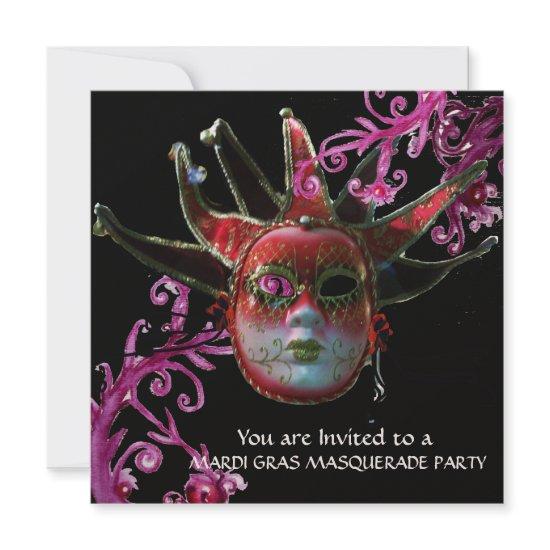 BLACK AND RED JESTER MASK , Masquerade Party Gold