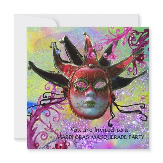 BLACK AND RED JESTER MASK , Masquerade Party