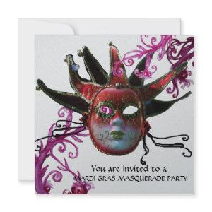 BLACK AND RED JESTER MASK ,Masquerade Party Silver
