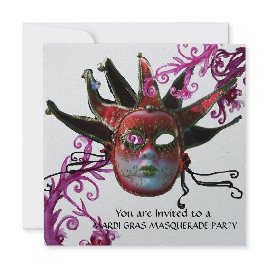 BLACK AND RED JESTER MASK ,Masquerade Party Silver