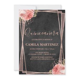 Black and Rose Gold Quinceanera Party