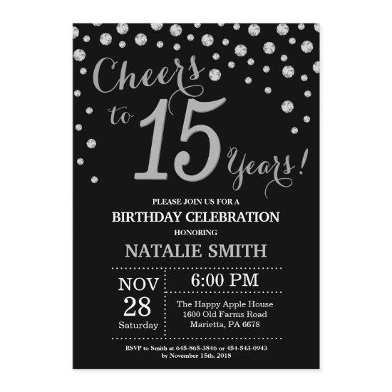 Black and Silver 15th Birthday Diamond