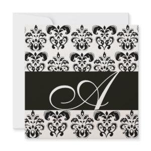 BLACK AND WHITE DAMASK MONOGRAM Chanpagne metallic