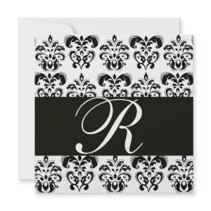 BLACK AND WHITE DAMASK MONOGRAM Ice metallic