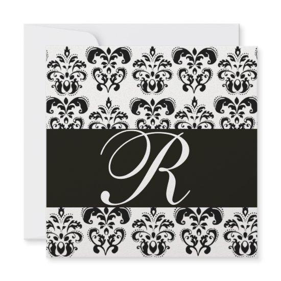 BLACK AND WHITE DAMASK MONOGRAM Ice metallic