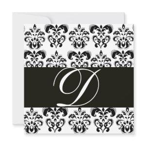 BLACK AND WHITE DAMASK MONOGRAM