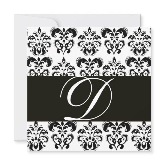 BLACK AND WHITE DAMASK MONOGRAM