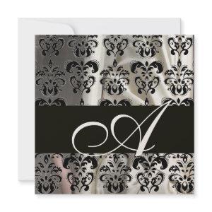 BLACK AND WHITE SILK DAMASK CLOTH MONOGRAM Gold