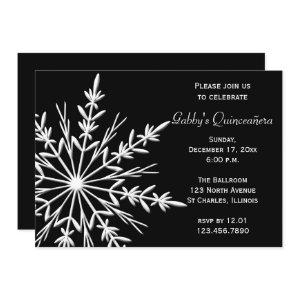 Black and White Snowflake Winter Quinceañera
