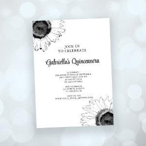 Black and White Sunflower Quinceanera