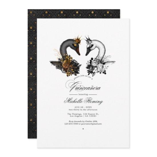 Black and White Swans Quinceañera