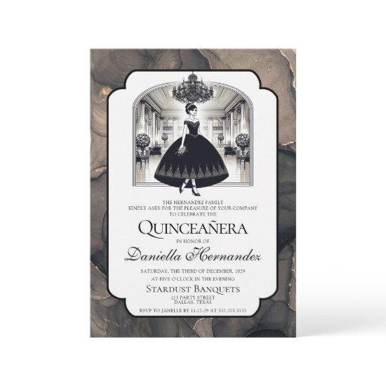 Black and White Vintage Quinceañera